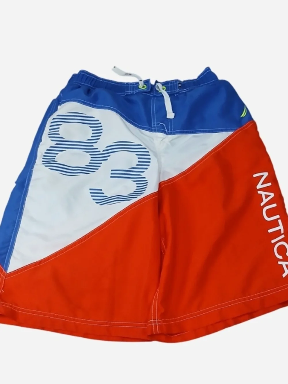 Nautica Navy and White Mesh Lined Swim Shorts Label Detail